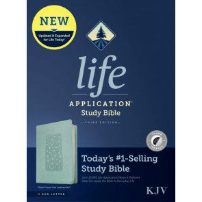 KJV Life Application Study Bible, Third Edition  - Leather / fine binding Floral Frame Teal With thumb index and ribbon marker(s)