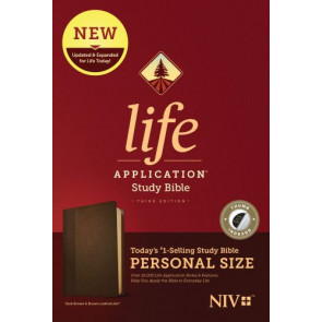 NIV Life Application Study Bible, Third Edition, Personal Size (LeatherLike, Dark Brown/Brown, Indexed) - LeatherLike Dark Brown With thumb index and ribbon marker(s)