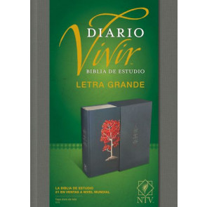 Biblia de estudio del diario vivir NTV, letra grande (Tapa dura de tela, Gris, Letra Roja) - Hardcover Gray With ribbon marker(s)