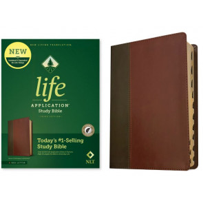 NLT Life Application Study Bible, Third Edition (LeatherLike, Brown/Mahogany, Indexed, Red Letter) - LeatherLike Mahogany With thumb index