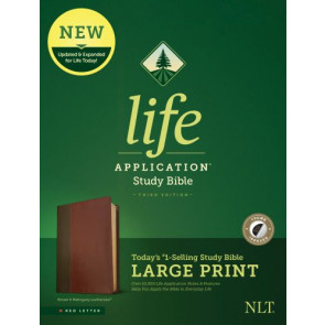 NLT Life Application Study Bible, Third Edition, Large Print (LeatherLike, Brown/Mahogany, Indexed, Red Letter) - LeatherLike Mahogany With thumb index and ribbon marker(s)