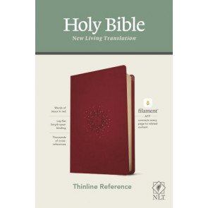NLT Thinline Reference Bible, Filament-Enabled Edition (LeatherLike, Aurora Cranberry, Red Letter) - LeatherLike Aurora Cranberry With ribbon marker(s)