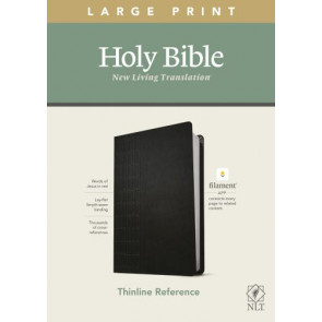 NLT Large Print Thinline Reference Bible, Filament Enabled Edition  - LeatherLike Cross Grip Black With ribbon marker(s)