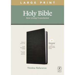 NLT Large Print Thinline Reference Bible, Filament Enabled (LeatherLike, Cross Grip Black, Red Letter) - LeatherLike Cross Grip Black With ribbon marker(s)