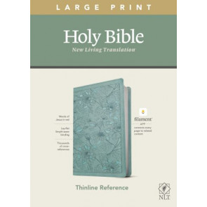 NLT Large Print Thinline Reference Bible, Filament-Enabled Edition (LeatherLike, Floral Leaf Teal, Red Letter) - LeatherLike Floral Leaf Teal With ribbon marker(s)