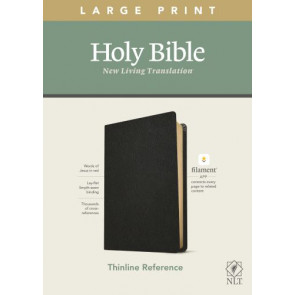 NLT Large Print Thinline Reference Bible, Filament Enabled (Genuine Leather, Black, Red Letter) - Genuine Leather With ribbon marker(s)