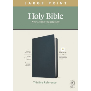 NLT Large Print Thinline Reference Bible, Filament-Enabled Edition  - Genuine Leather Navy Blue With ribbon marker(s)