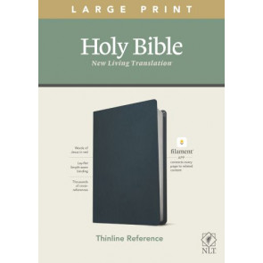 NLT Large Print Thinline Reference Bible, Filament-Enabled Edition (Genuine Leather, Navy Blue, Red Letter) - Genuine Leather Navy Blue With ribbon marker(s)