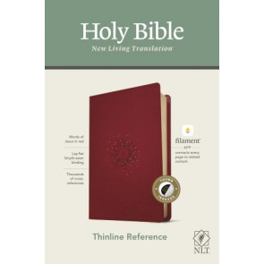 NLT Thinline Reference Bible, Filament Enabled Edition  - LeatherLike Aurora Cranberry With thumb index and ribbon marker(s)