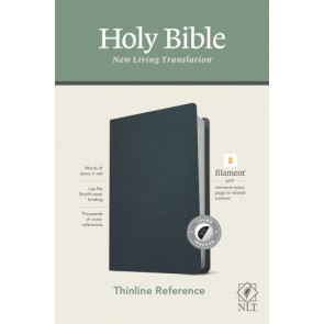 NLT Thinline Reference Bible, Filament Enabled (Genuine Leather, Navy Blue, Indexed, Red Letter) - Genuine Leather Navy Blue With thumb index and ribbon marker(s)