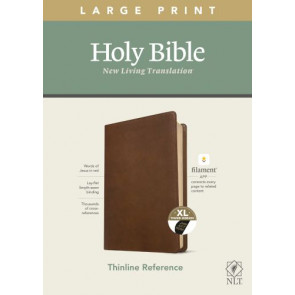 NLT Large Print Thinline Reference Bible, Filament Enabled (LeatherLike, Rustic Brown, Indexed, Red Letter) - LeatherLike Rustic Brown With thumb index and ribbon marker(s)