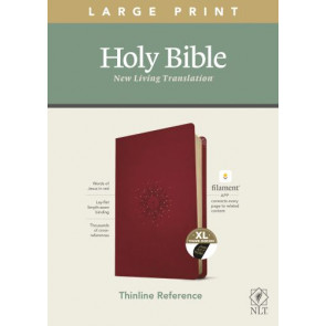 NLT Large Print Thinline Reference Bible, Filament-Enabled Edition  - LeatherLike Aurora Cranberry With thumb index and ribbon marker(s)