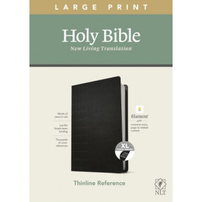 NLT Large Print Thinline Reference Bible, Filament Enabled Edition  - LeatherLike Cross Grip Black With thumb index and ribbon marker(s)