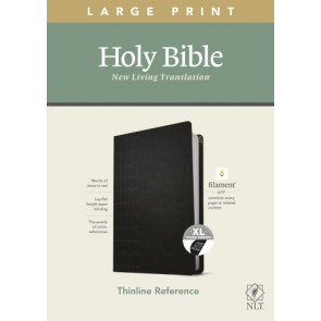 NLT Large Print Thinline Reference Bible, Filament-Enabled Edition (LeatherLike, Cross Grip Black, Indexed, Red Letter) - LeatherLike Cross Grip Black With thumb index and ribbon marker(s)