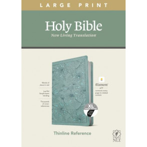 NLT Large Print Thinline Reference Bible, Filament Enabled Edition  - LeatherLike Floral Leaf Teal With thumb index and ribbon marker(s)