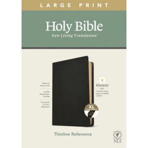 NLT Large Print Thinline Reference Bible, Filament-Enabled Edition (Genuine Leather, Black, Indexed, Red Letter) - Genuine Leather With thumb index and ribbon marker(s)