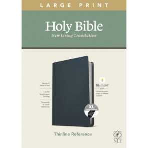 NLT Large Print Thinline Reference Bible, Filament-Enabled Edition (Genuine Leather, Navy Blue, Indexed, Red Letter) - Genuine Leather Navy Blue With thumb index and ribbon marker(s)