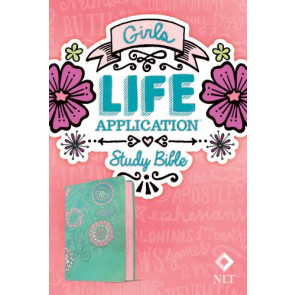 NLT Girls Life Application Study Bible (LeatherLike, Teal/Pink Flowers) - LeatherLike Pink Flowers/Teal With ribbon marker(s)