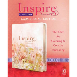 Inspire Catholic Bible NLT Large Print (LeatherLike, Pink Fields with Rose Gold) - Shimmery LeatherLike Pink Fields with Rose Gold Imitation Leather With ribbon marker(s)