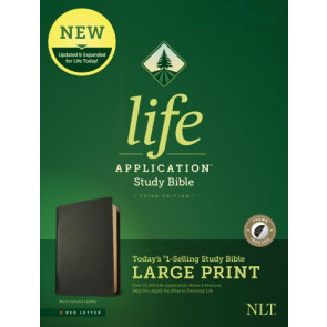 NLT Life Application Study Bible, Third Edition, Large Print (Genuine Leather, Black, Indexed, Red Letter) - Genuine Leather With thumb index and ribbon marker(s)