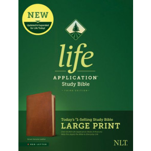 NLT Life Application Study Bible, Third Edition, Large Print (Genuine Leather, Brown, Red Letter) - Genuine Leather With ribbon marker(s)