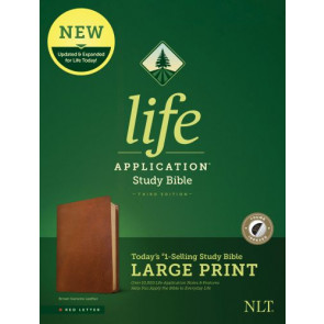 NLT Life Application Study Bible, Third Edition, Large Print (Genuine Leather, Brown, Indexed, Red Letter) - Genuine Leather With thumb index and ribbon marker(s)