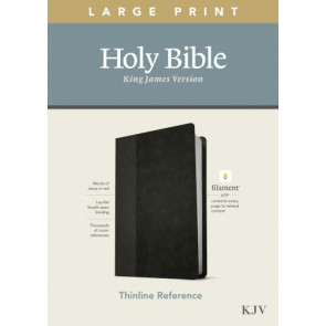 KJV Large Print Thinline Reference Bible, Filament-Enabled Edition (LeatherLike, Black/Onyx, Red Letter) - LeatherLike Onyx With ribbon marker(s)