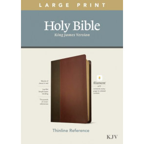 KJV Large Print Thinline Reference Bible, Filament-Enabled Edition (LeatherLike, Brown/Mahogany, Red Letter) - LeatherLike Mahogany With ribbon marker(s)