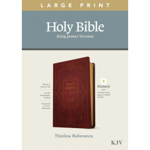 KJV Large Print Thinline Reference Bible, Filament Enabled (LeatherLike, Ornate Burgundy, Red Letter) - LeatherLike Ornate Burgundy With ribbon marker(s)