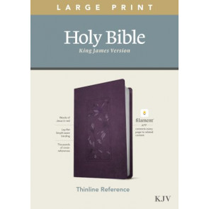 KJV Large Print Thinline Reference Bible, Filament Enabled (LeatherLike, Floral Frame Purple, Red Letter) - LeatherLike Floral Frame Purple With ribbon marker(s)