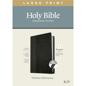 KJV Large Print Thinline Reference Bible, Filament Enabled (LeatherLike, Black/Onyx, Indexed, Red Letter) - LeatherLike Black/Onyx With thumb index and ribbon marker(s)