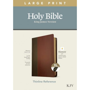 KJV Large Print Thinline Reference Bible, Filament-Enabled Edition (LeatherLike, Brown/Mahogany, Indexed, Red Letter) - LeatherLike Mahogany With thumb index and ribbon marker(s)