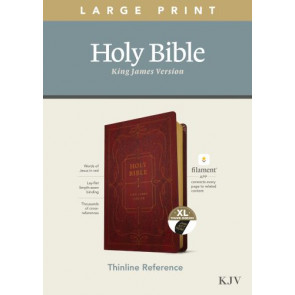 KJV Large Print Thinline Reference Bible, Filament-Enabled Edition  - LeatherLike Ornate Burgundy With thumb index and ribbon marker(s)