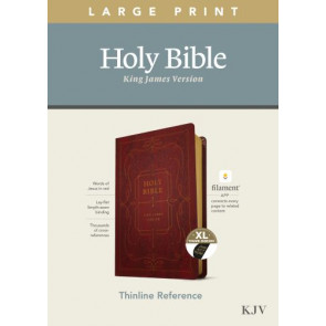 KJV Large Print Thinline Reference Bible, Filament Enabled (LeatherLike, Ornate Burgundy, Indexed, Red Letter) - LeatherLike Ornate Burgundy With thumb index and ribbon marker(s)