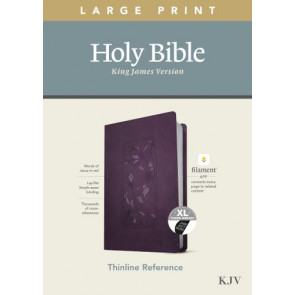KJV Large Print Thinline Reference Bible, Filament Enabled (LeatherLike, Floral Frame Purple, Indexed, Red Letter) - LeatherLike Floral Frame Purple With thumb index and ribbon marker(s)