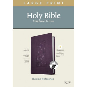 KJV Large Print Thinline Reference Bible, Filament-Enabled Edition (LeatherLike, Floral Frame Purple, Indexed, Red Letter) - LeatherLike Floral Frame Purple With thumb index and ribbon marker(s)