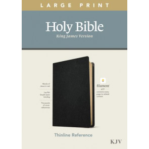 KJV Large Print Thinline Reference Bible, Filament Enabled (Genuine Leather, Black, Red Letter) - Genuine Leather With ribbon marker(s)
