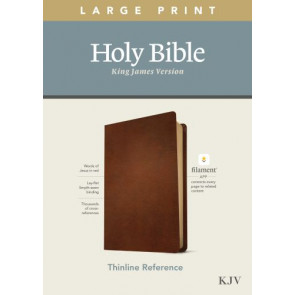 KJV Large Print Thinline Reference Bible, Filament Enabled (Genuine Leather, Brown, Red Letter) - Genuine Leather With ribbon marker(s)