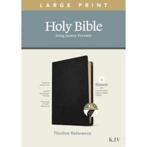 KJV Large Print Thinline Reference Bible, Filament Enabled (Genuine Leather, Black, Indexed, Red Letter) - Genuine Leather With thumb index and ribbon marker(s)