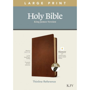 KJV Large Print Thinline Reference Bible, Filament-Enabled Edition (Genuine Leather, Brown, Indexed, Red Letter) - Genuine Leather With thumb index and ribbon marker(s)