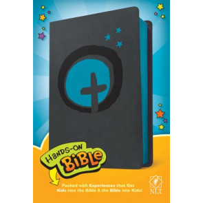 Hands-On Bible NLT  - Imitation Leather Dark Gray/Blue Cross With ribbon marker(s)