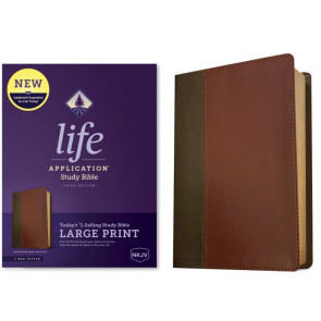 NKJV Life Application Study Bible, Third Edition, Large Print (LeatherLike, Brown/Mahogany, Red Letter) - LeatherLike Mahogany With ribbon marker(s)