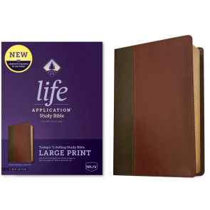 NKJV Life Application Study Bible, Third Edition, Large Print (LeatherLike, Brown/Mahogany, Red Letter) - LeatherLike Brown/Mahogany With ribbon marker(s)
