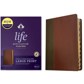 NKJV Life Application Study Bible, Third Edition, Large Print (LeatherLike, Brown/Mahogany, Indexed, Red Letter) - LeatherLike Mahogany With thumb index and ribbon marker(s)