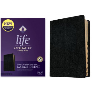 NKJV Life Application Study Bible, Third Edition, Large Print (Bonded Leather, Black, Indexed, Red Letter) - Bonded Leather With thumb index and ribbon marker(s)