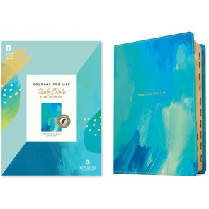NLT Courage For Life Study Bible for Women, Filament Enabled (LeatherLike, Brushed Aqua Blue, Indexed) - LeatherLike Brushed Aqua Blue Imitation Leather With thumb index