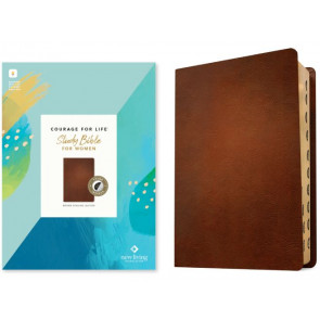 NLT Courage For Life Study Bible for Women, Filament Enabled (Genuine Leather, Brown, Indexed) - Sewn Genuine Leather With thumb index