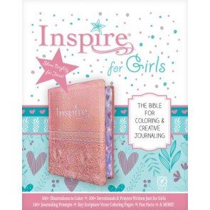 Inspire Bible for Girls NLT (LeatherLike, Pink) - Sewn Pink Metallic Imitation Leather With ribbon marker(s)