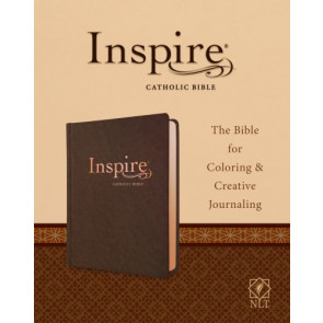 Inspire Catholic Bible NLT (LeatherLike, Dark Brown) - Sewn Dark Brown Imitation Leather With ribbon marker(s)