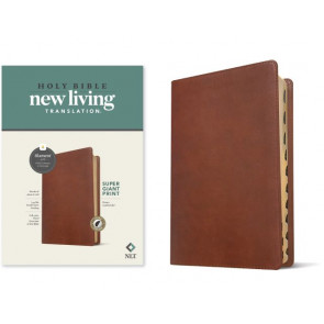 NLT Super Giant Print Bible, Filament Enabled (LeatherLike, Brown, Indexed, Red Letter) - LeatherLike Imitation Leather With thumb index